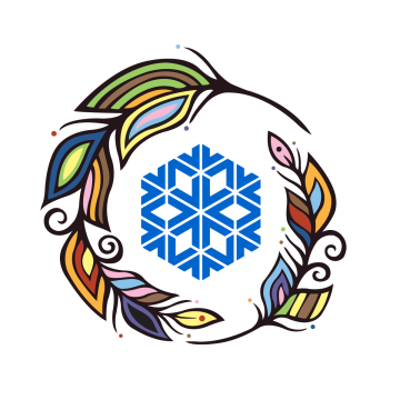 science north logo wrapped in pride month and indigenous themed feathers